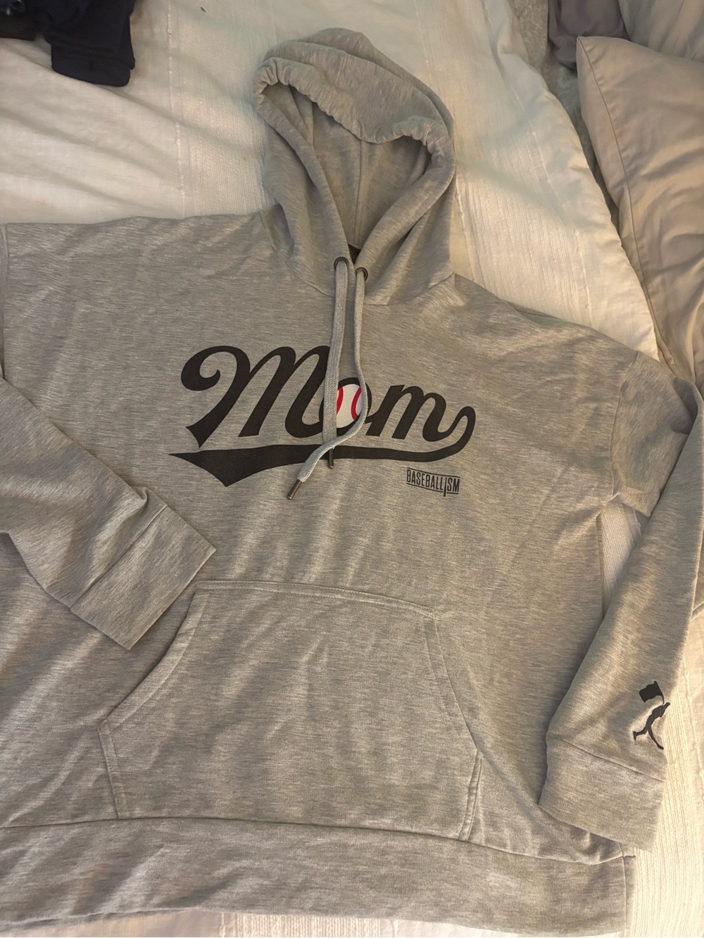 Baseballism 'Mom' Grey Pullover Hoodie